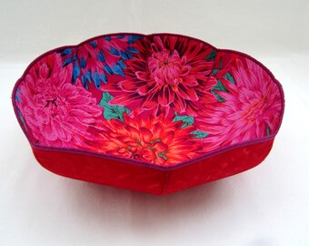 Cactus Dahlias fabric bowl Phillip Jacobs orange pink floral botanic