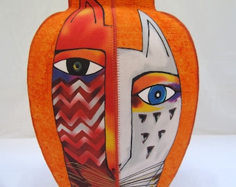 Laurel Burch cats ginger jar vase gold warm colors