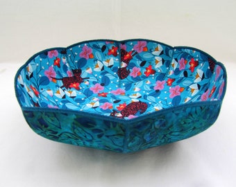 Red Striped Cats Fabric Bowl