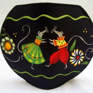 Dancing Mice fishbowl fabric vase Julie Paschkis folk art