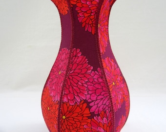 Magenta Zinnias curvy fabric vase floral