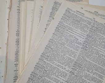 Vintage woordenboekpagina's – verouderde ephemera voor junkjournals, collage