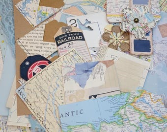 Junkjournaalkit met kaartthema – handgemaakt kortstondig reizen