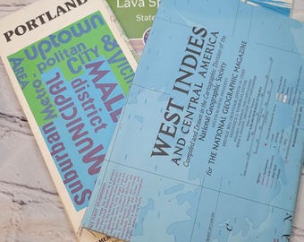 Set van 6 vintage wegen- en reiskaarten – authentieke kaartpagina's om te knutselen en dagboeken bij te houden