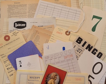 Junk Journal Variety Kit – boekpagina's, grootboekpapier, flitskaarten en vintage ephemera