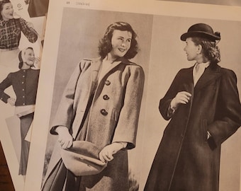 Set van 12 retro-modeboekpagina's | Vintage kledingillustraties | Tijdelijk dagboek en collage