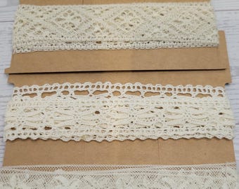 Vintage ivoorkleurige kanten randbundel – 4 stijlen, 4 yards in totaal