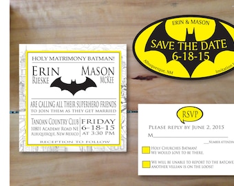 Batman Wedding Invitations Etsy