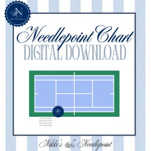 Tennis court | Needlepoint Pattern | 13 mesh chart | Digital Needlepoint Pattern Chart PDF | preppy needlepoint | paint your own