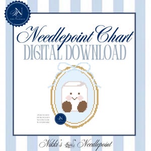 Marshmallow Jellycat | Needlepoint Pattern | 18 mesh chart | Digital Needlepoint Pattern Chart PDF | preppy needlepoint | paint your own