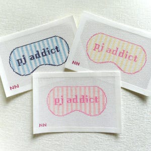 Pj addict eye mask needlepoint canvas | hand painted on 13 mesh | canvas only