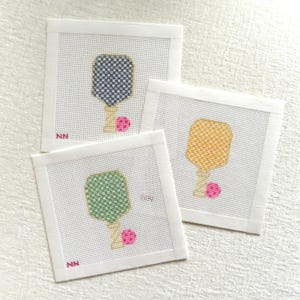 Gingham Pickle ball needlepoint canvas | hand painted on 18 mesh | canvas only