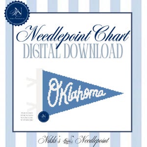 Oklahoma pennant flag | Needlepoint Pattern | 13 mesh chart | Digital Needlepoint Pattern Chart PDF | preppy needlepoint | paint your own