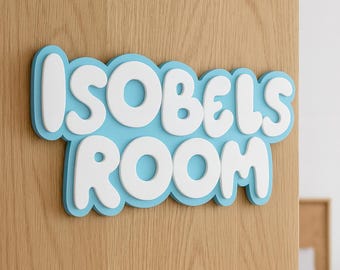 Personalised Blue Dog Style Door Sign – Custom Name Sign – Kids Bedroom Decor – Playroom Gift – Bedroom Plaque – Room Name Plate