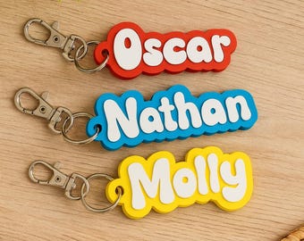 Personalized Retro Keychain – Custom Name Bag Tag, Kids Backpack Charm