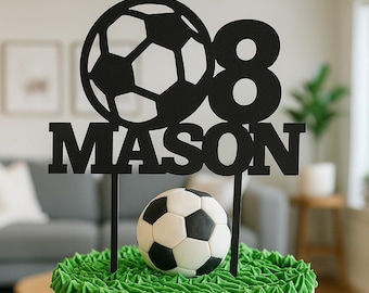 Personalisierte Name & Alter Fußball Tortenstecker – Geburtstag Tortendekoration – Kinder Party Tortendekoration – Fußball Geburtstag