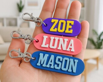 Personalised Sports Name Keyring – Custom Keychain, Bag Tag – Team Inspired Design