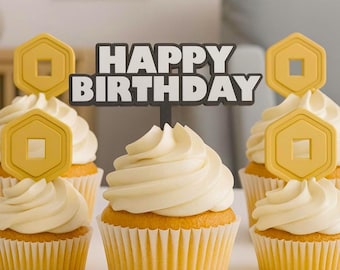 Aangepaste roblox naam cupcake toppers - Taartdecoratie verjaardagsfeestje gamer