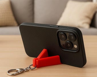 Portable Phone Stand with Keyring – Compact Desk Accessory Holder