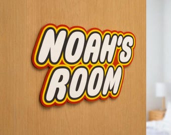 Personalised Brick Style Name Sign – Building Block Door Sign – Kids Bedroom Decor – Custom Room Name Plaque – Playroom Sign