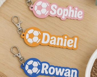Personalised Football Keyring – Custom Name Keychain – Gift for Boys Girls, Party Bag Filler, Sports Fan Stocking Filler