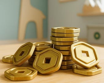 Robux-Inspired Coins — Custom 3D Printed Roblox Gamer Gift, Party Bag Filler, Token for Kids Birthday, Stocking Filler, Gaming Decor