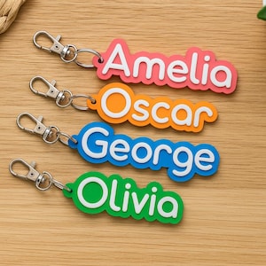 Personalised Keyring Keychain – Custom Name Tag Gift – Bag Tag – Stocking Filler – Party Favour – Gift for Him Her Kids – Name Keyring