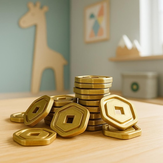 Robux-Inspired Coins — Custom 3D Printed Roblox Gamer Gift, Party Bag Filler, Token for Kids Birthday, Stocking Filler, Gaming Decor
