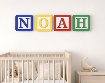Personalised Toy Style Room Sign – Block Letter Name Sign – Kids Bedroom Door Sign – Nursery Name Letters – Playroom Decor