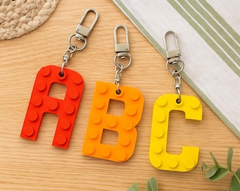 Custom Brick Letter Keyring – 3D Printed Name Keychain, Kids Bag Tag