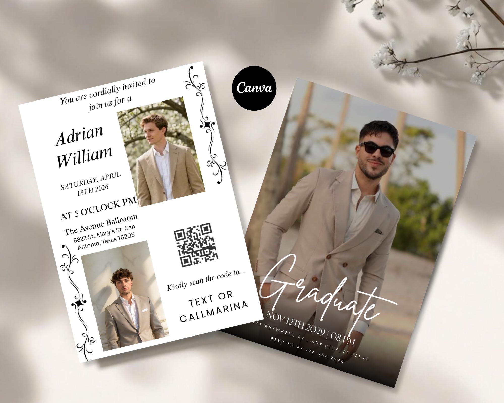 Graduation Invitation Template, Modern Graduation Announcement, Senior ...