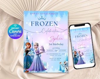 Editable Digital Elsa Invite Digital Frozen Party Invitation Frozen Party Invite Frozen Birthday Elsa Anna Frozen Any Age Birthday Template