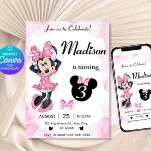 Editable Oh TWOdles Birthday Invitation Digital 2nd Birthday Cute Mouse Second Birthday Invitation Oh Twodles Invitation, Minnie Invitation