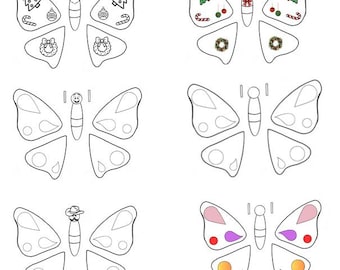 Butterfly Papercraft Template Printable | Coloring Page Butterfly Craft for Kids | Christmas & Plain Butterfly PDF Download