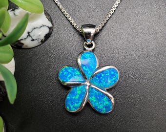Collana Con Ciondolo Opale Blu Simulato - Argento Sterling 925, Regalo