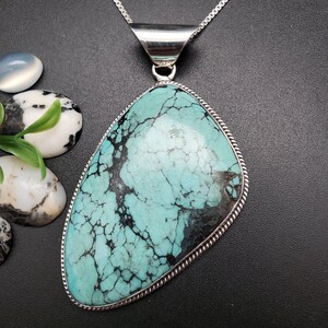 Z-050 | Unique Sterling Silver Turquoise Necklace Pendant | Turquoise Southwestern Pendant | Turquoise Jewelry | Made By Zia Jewelry USA