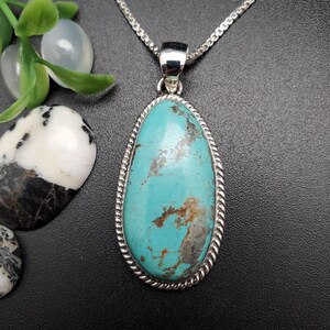 Z-035 | Unique Sterling Silver Turquoise Necklace Pendant | Turquoise Southwestern Pendant | Turquoise Jewelry | Lovely Turquoise Pendant