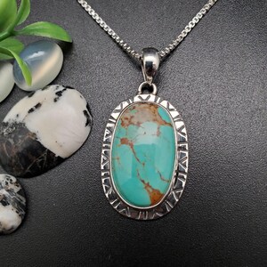 Z-012 | Unique Sterling Silver Turquoise Necklace Pendant | Turquoise Southwestern Pendant | Turquoise Jewelry | Lovely Turquoise Pendant