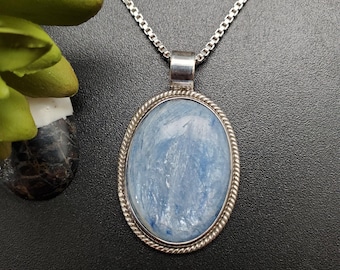 Z-104 | Rare Blue Kyanite Necklace Pendant | Sterling Silver Kyanite Pendant | Blue Gemstone Pendant | Lovely Blue Kyanite Southwest Pendant