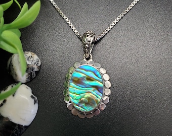 Z-357 | Einzigartige Sterling Silber Abalone Halskette Anhänger | Abalone Südwesten Anhänger | 925er Silber Perlmutt Anhänger | Abalone Muschel Anhänger