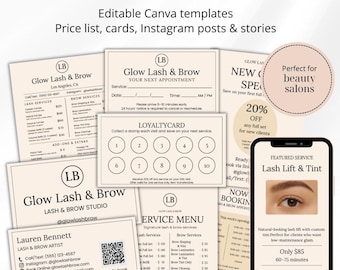Modelli modificabili per Canva, Business Starter Kit / Listino prezzi, Biglietti da visita, Appuntamento, Instagram
