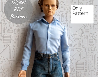 Tailored Shirt PDF Sewing Pattern for 17" Tonner Matt Doll