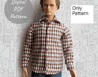 Classic Shirt PDF Sewing Pattern for 17" Tonner Matt Doll