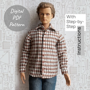 Classic Shirt PDF Pattern for Tonner Matt 17&quot; Male Doll + Sewing Instructions
