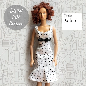 Godet Skirt Dress PDF Pattern for Tonner Tyler 16&quot; Female Doll (No Instructions)