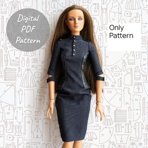 Military Panel Dress PDF Pattern for Tonner Antoinette 16&quot; Female Doll (No Instructions)