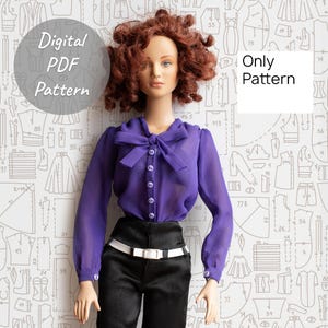 Bow Collar Blouse PDF Pattern for Tonner Tyler 16&quot; Female Doll (No Instructions)