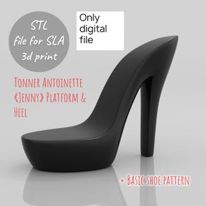 Tonner 16" Antoinette Doll Shoes: Platform & Heel (STL File for SLA print + PDF Pattern) | "Jenny"