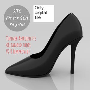 Zapatos para muñeca Antoinette de 16" de Tonner v2.0: Zapatos de tacón de aguja con punta afilada (archivo STL para impresión SLA) / "Eleanor"