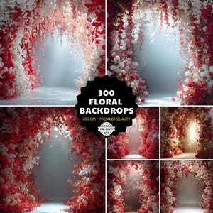 300 Romantic Floral Backdrops for Wedding, Baby Shower, Event Photography - Digital Download
